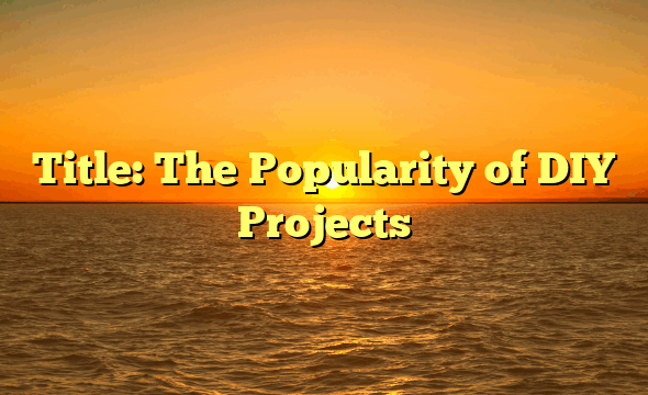 Title: The Popularity of DIY Projects